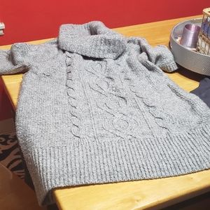 Grey cowl neck long sweater